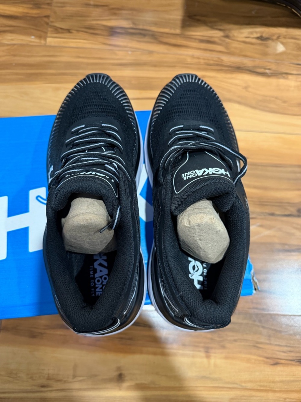 Hoka Men's Black Athletic Running Shoes with White Accents